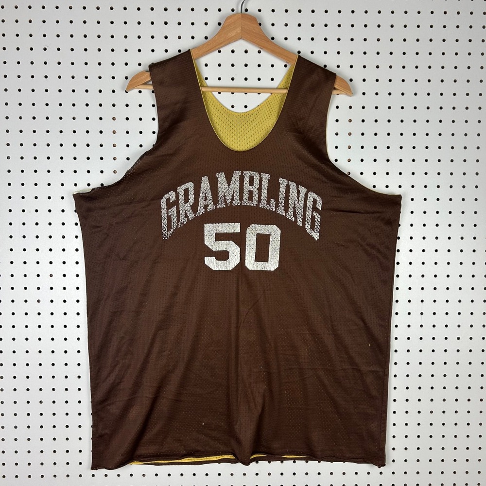 Vtg Champion Grambling State Practice Reversible Jersey XL‎ Gold #50 Basketball